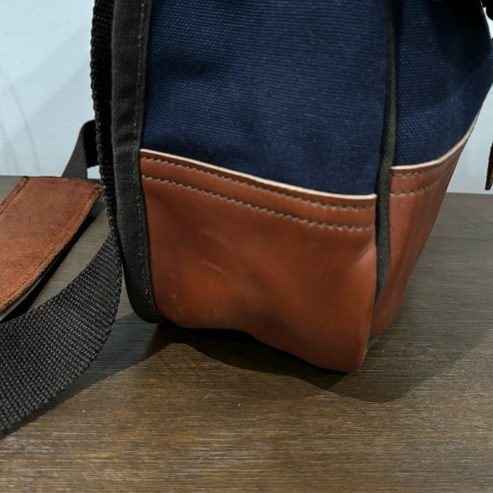 Duluth Pack Field Satchel Blue Canvas Brown Leather Trim Messenger Crossbody - Picture 10 of 11